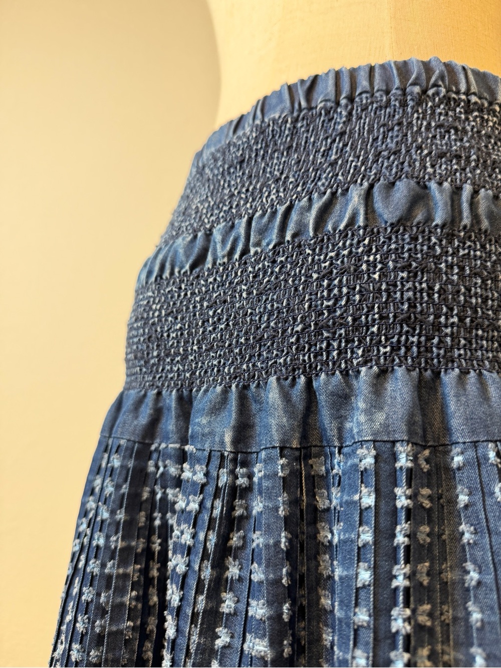 Tantrums Navy Blue Smocked Maxi Skirt with Tassel - Picture 8 of 12